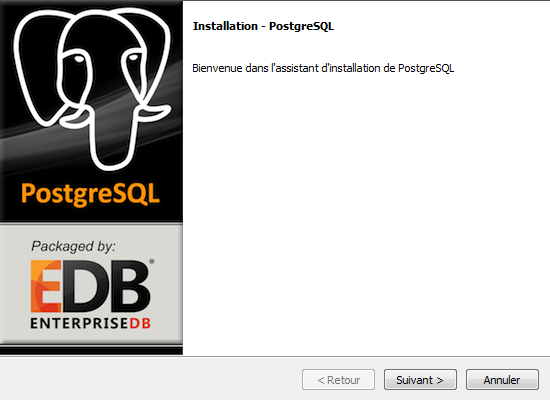 copie écran phase 1 installation postgreSQL
